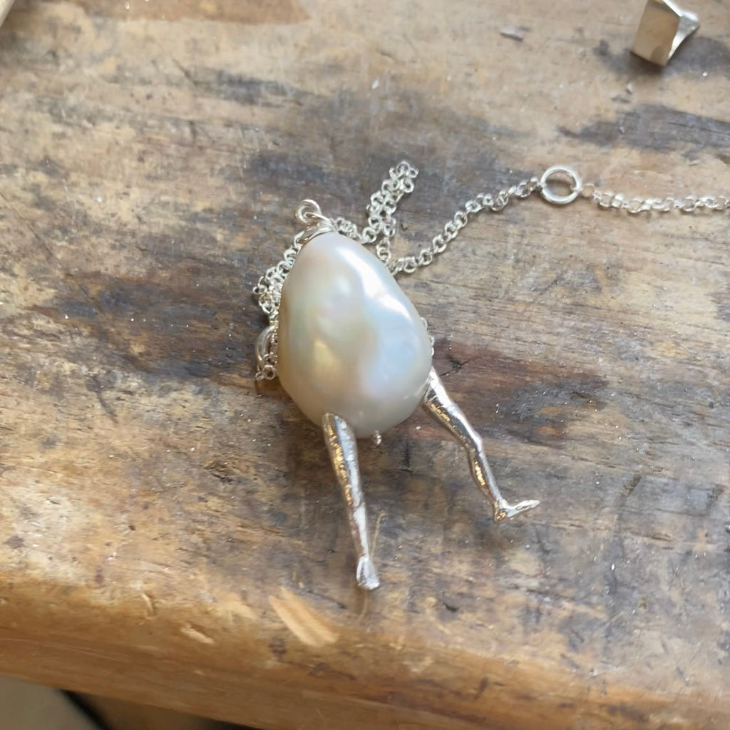 Rosie’s Egg with Legs pearl necklace