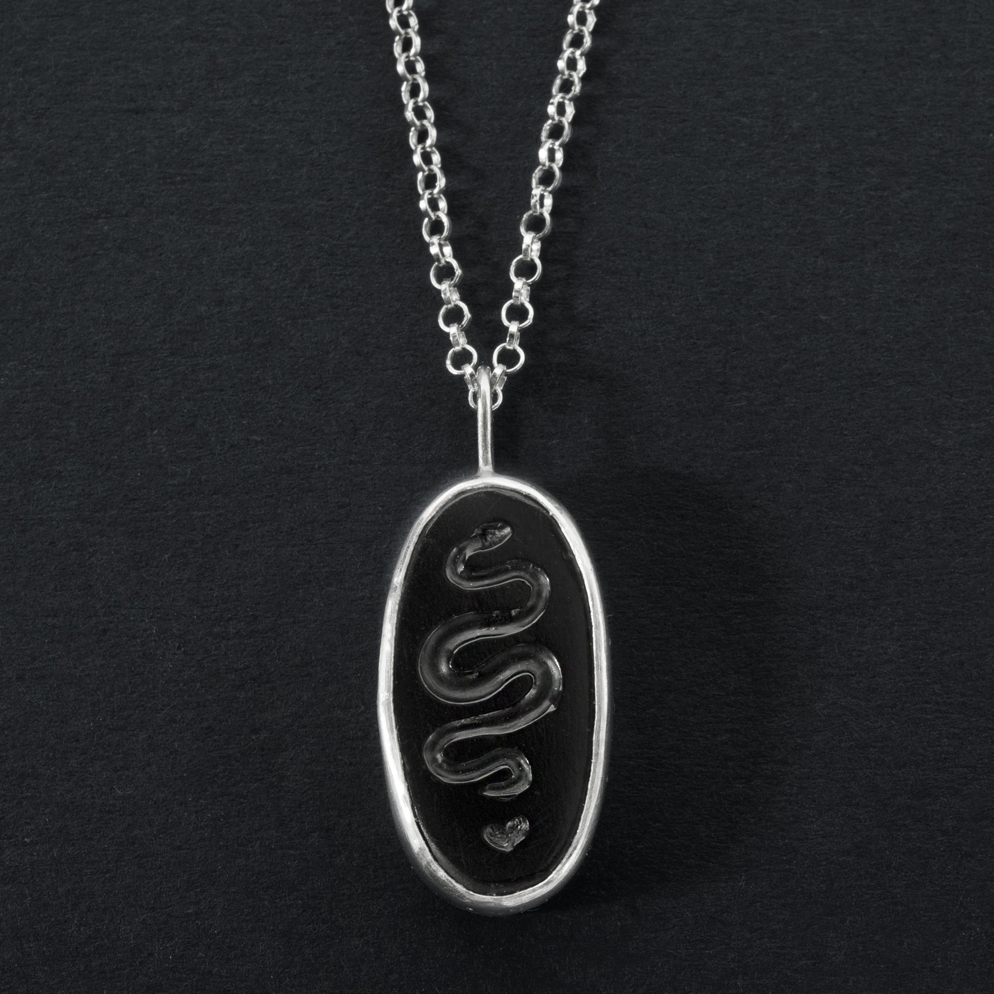 black jasper snake intaglio necklace