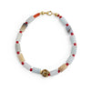 Amazonite and brass skull beaded bracelet