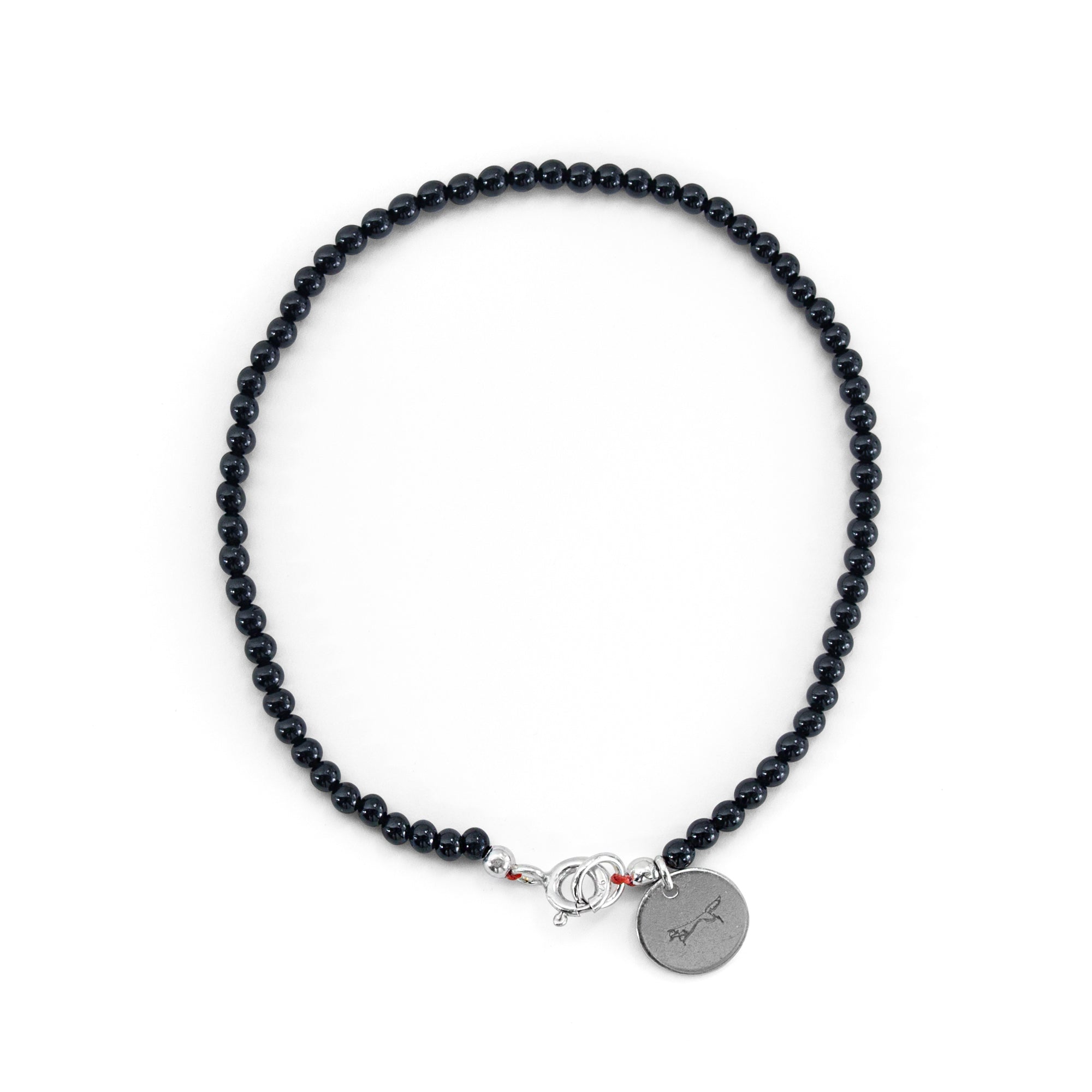 Black spinel dog-eye beaded bracelet