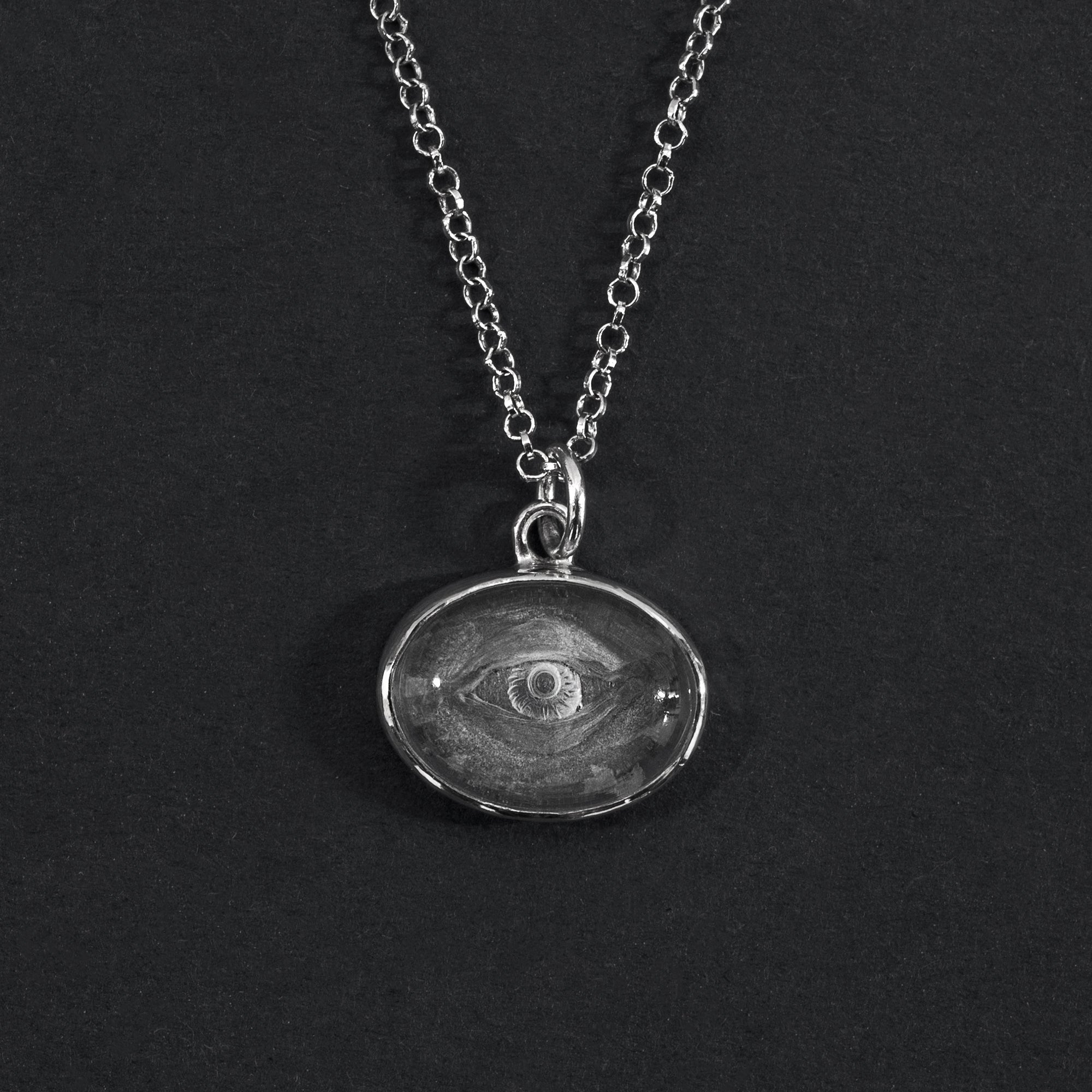 Ghostly Eye Rock Crystal intaglio necklace