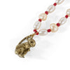 Lapis, pearl & chrysoprase brass monkey necklace