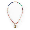 Lapis, pearl & chrysoprase brass monkey necklace