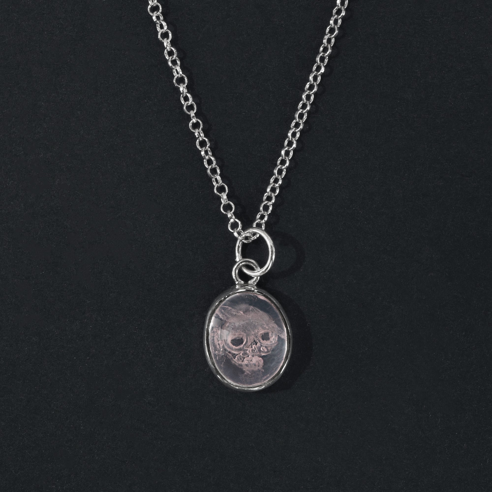 Rose Quartz Skull intaglio necklace
