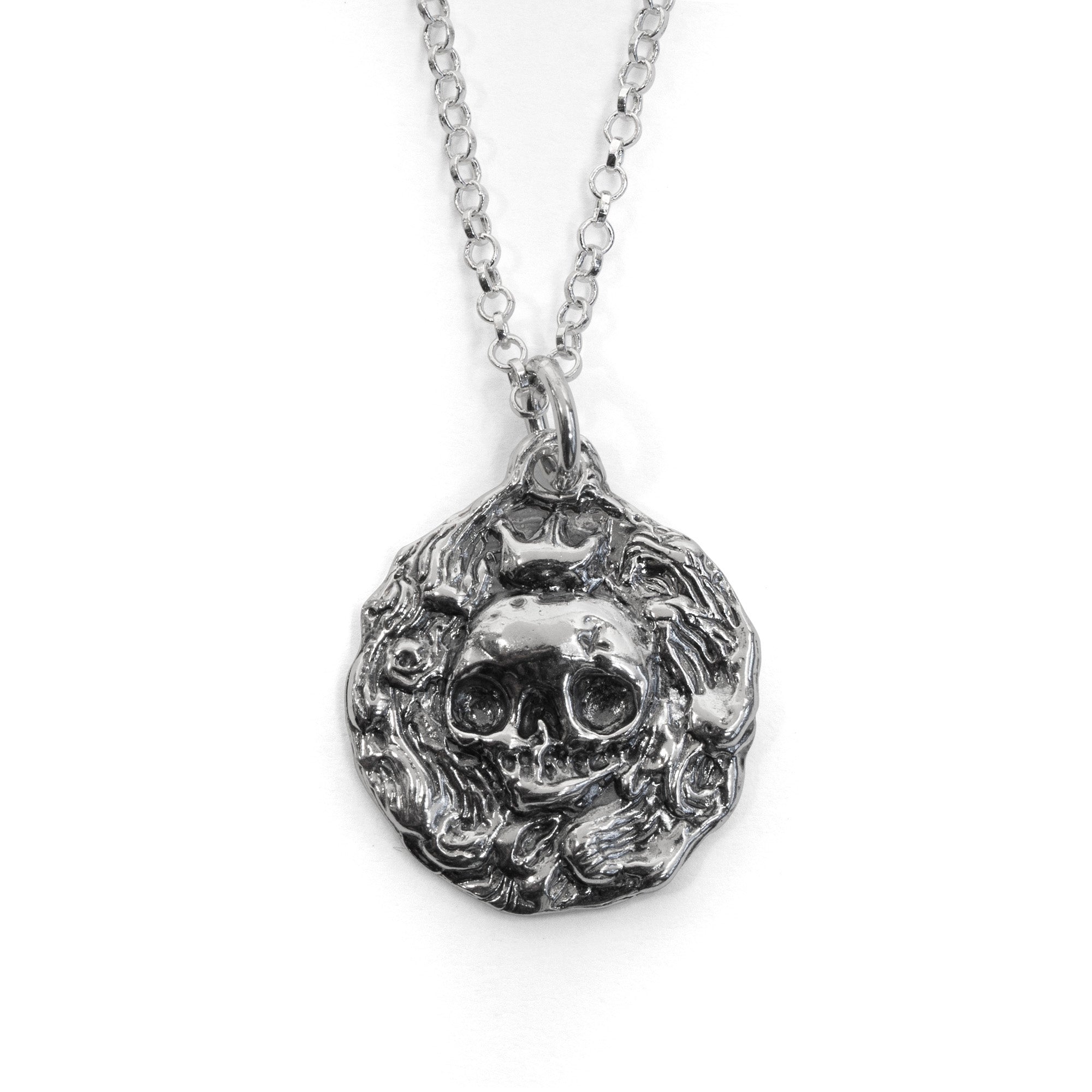 Crowned skull silver necklace