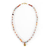 Amazonite and brass skull beaded necklace