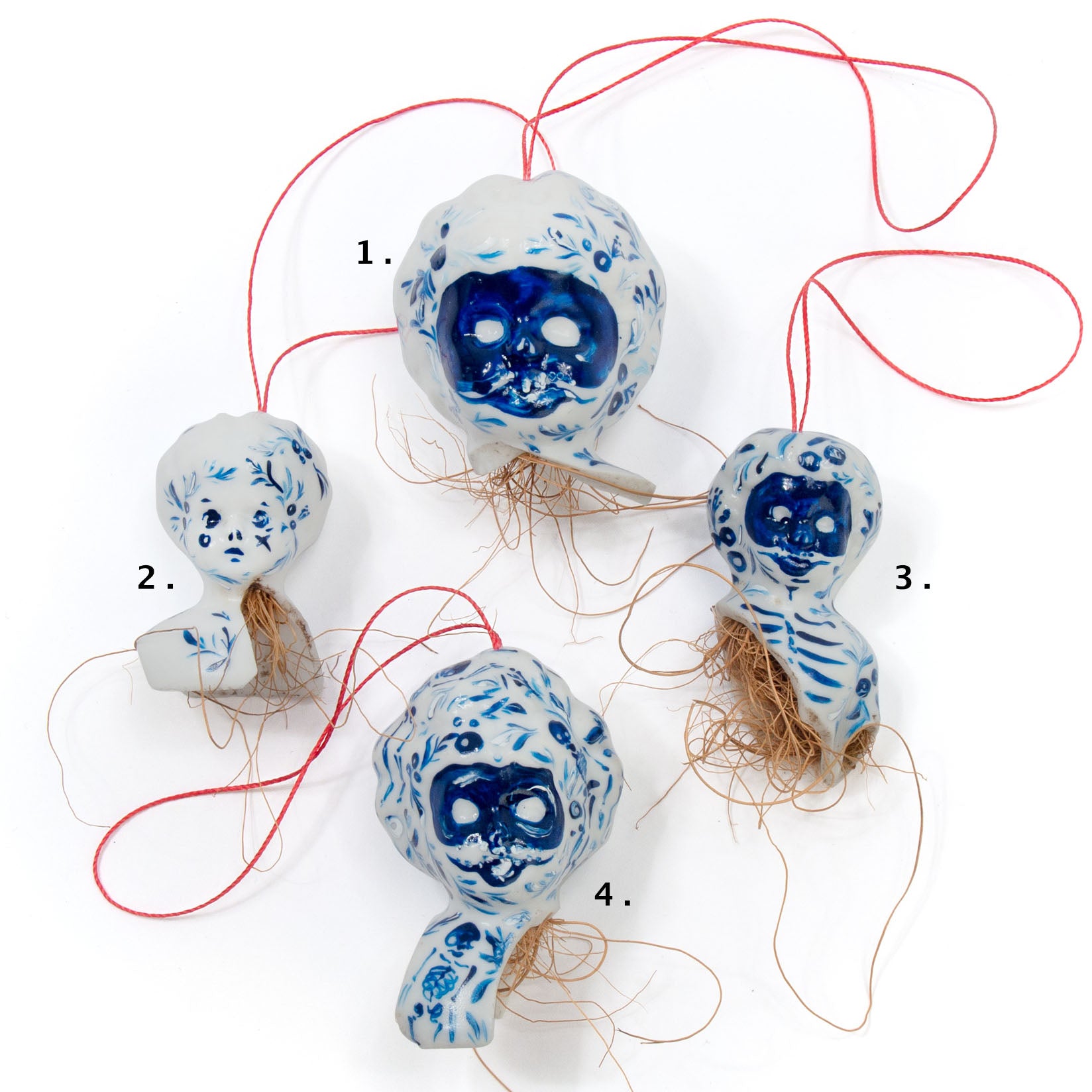 Tea pattern Doll Heads 1 - 4