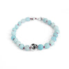 Frosted Amazonite and silver skull bracelet