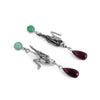 Chrysoprase and Garnet Bird Earrings