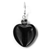 Skull + Puffy Onyx Heart silver earrings