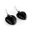 Skull + Puffy Onyx Heart silver earrings