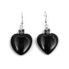 Skull + Puffy Onyx Heart silver earrings