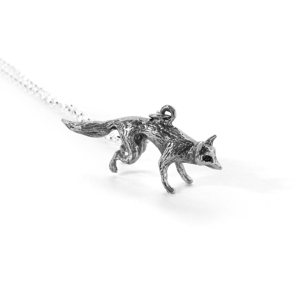 Sterling silver fox pendant necklace by Candice Tripp shown in full view