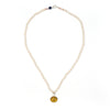 Amber fish intaglio and and pearl necklace