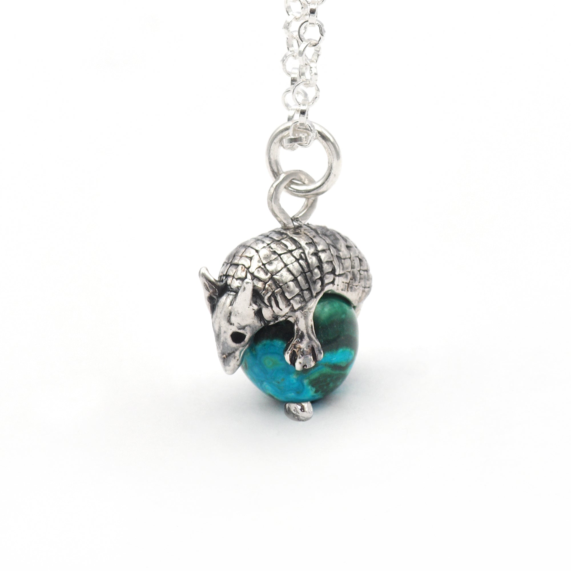 PRE-ORDER Johnny's Armadillo sterling silver and malacholla necklace