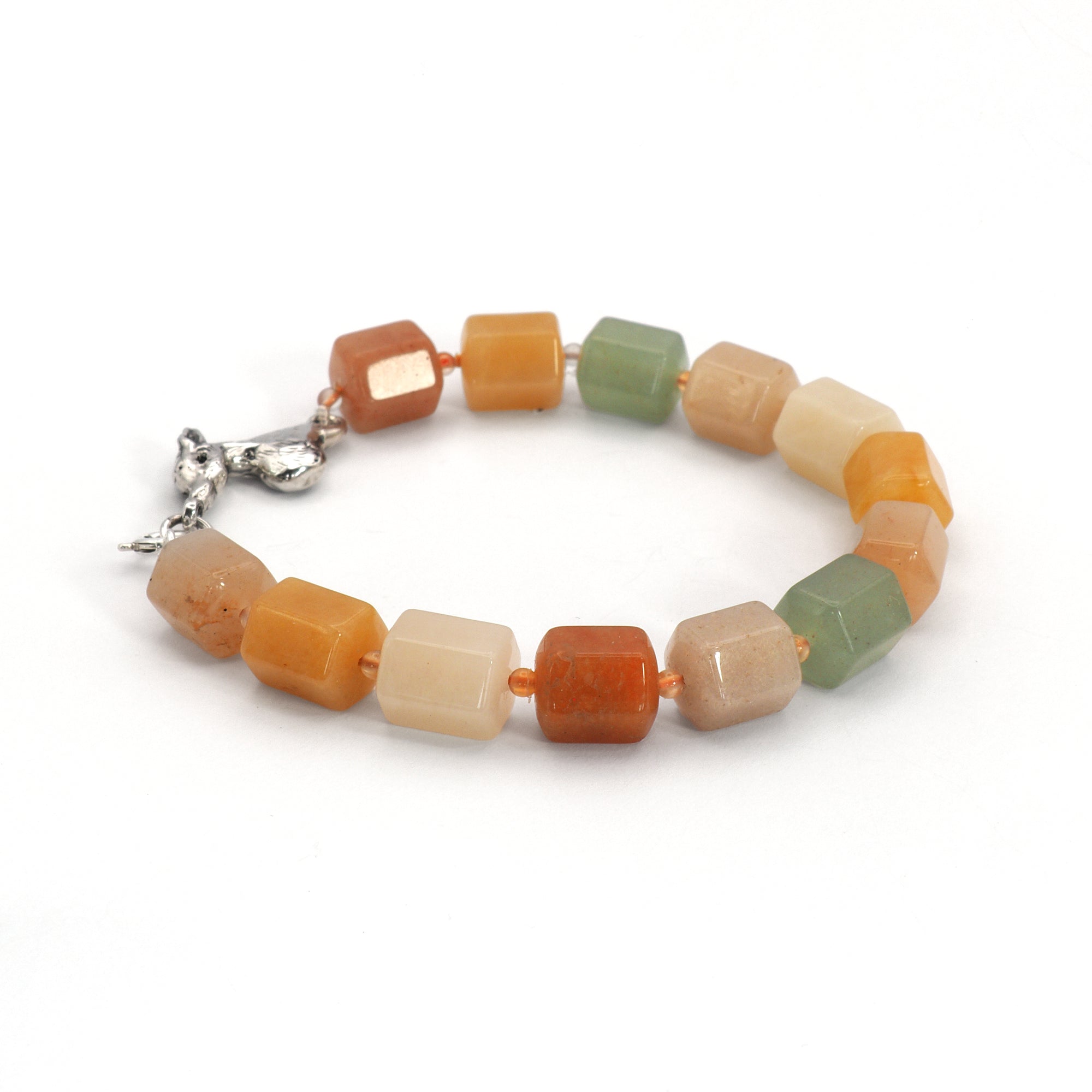 Mixed Aventurine + dog-link bracelet
