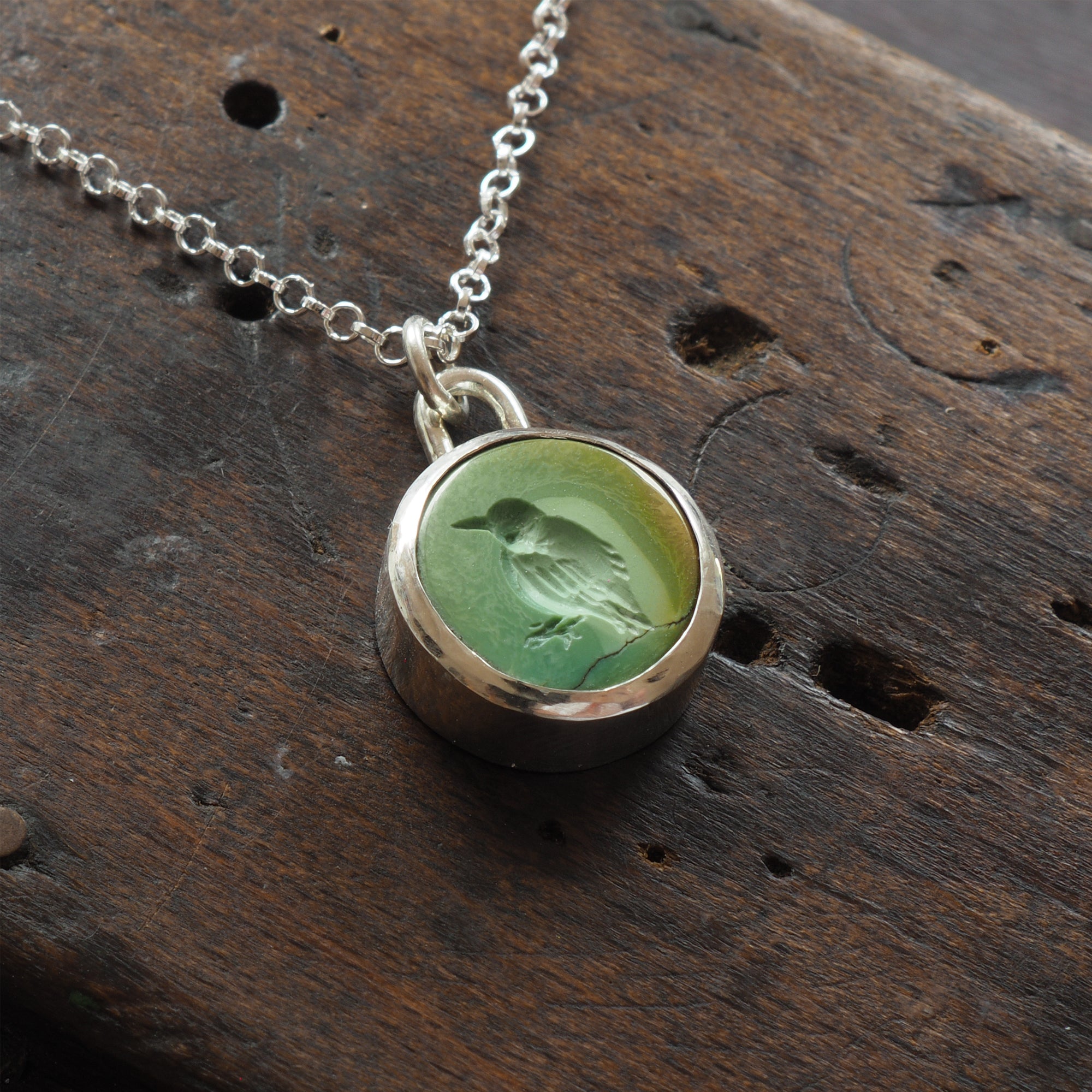 Turquoise Bird intaglio necklace