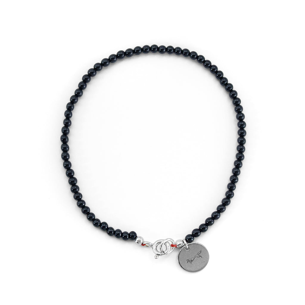 Black spinel dog-eye beaded bracelet