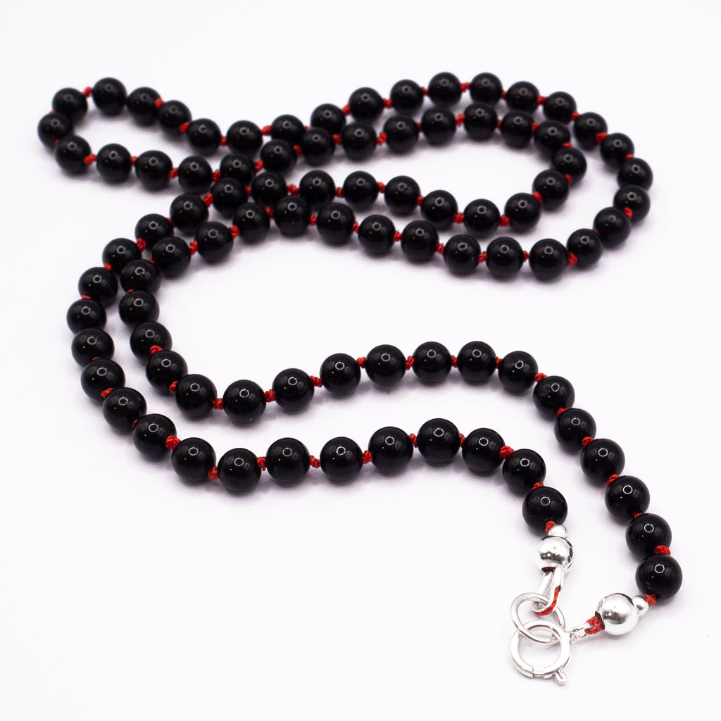 Black tourmaline beaded necklace