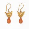 Gold vermeil Peach moonstone cat vomit drop-earrings