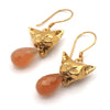 Gold vermeil Peach moonstone cat vomit drop-earrings