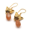Gold vermeil Peach moonstone cat vomit drop-earrings
