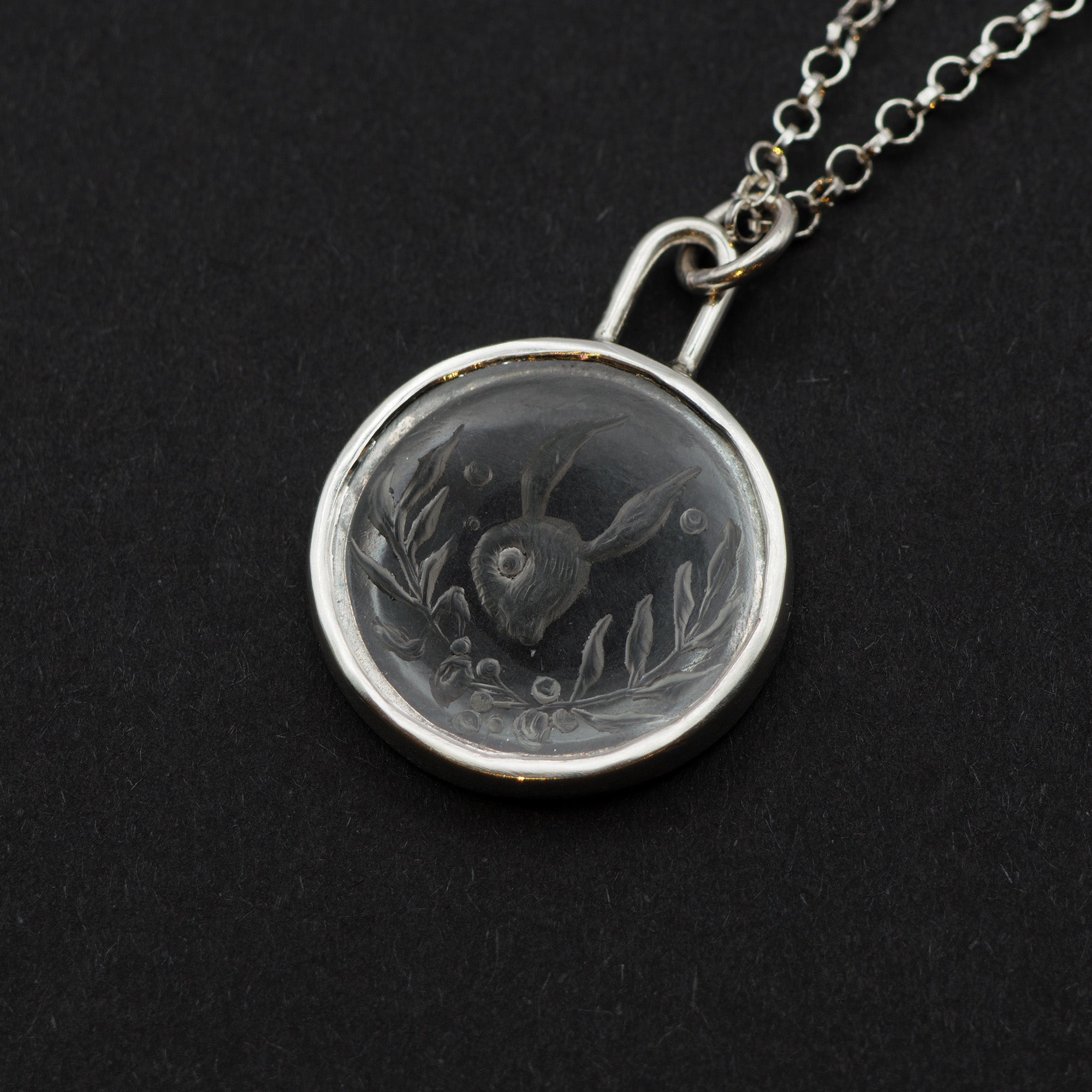 Rabbit reverse intaglio necklace