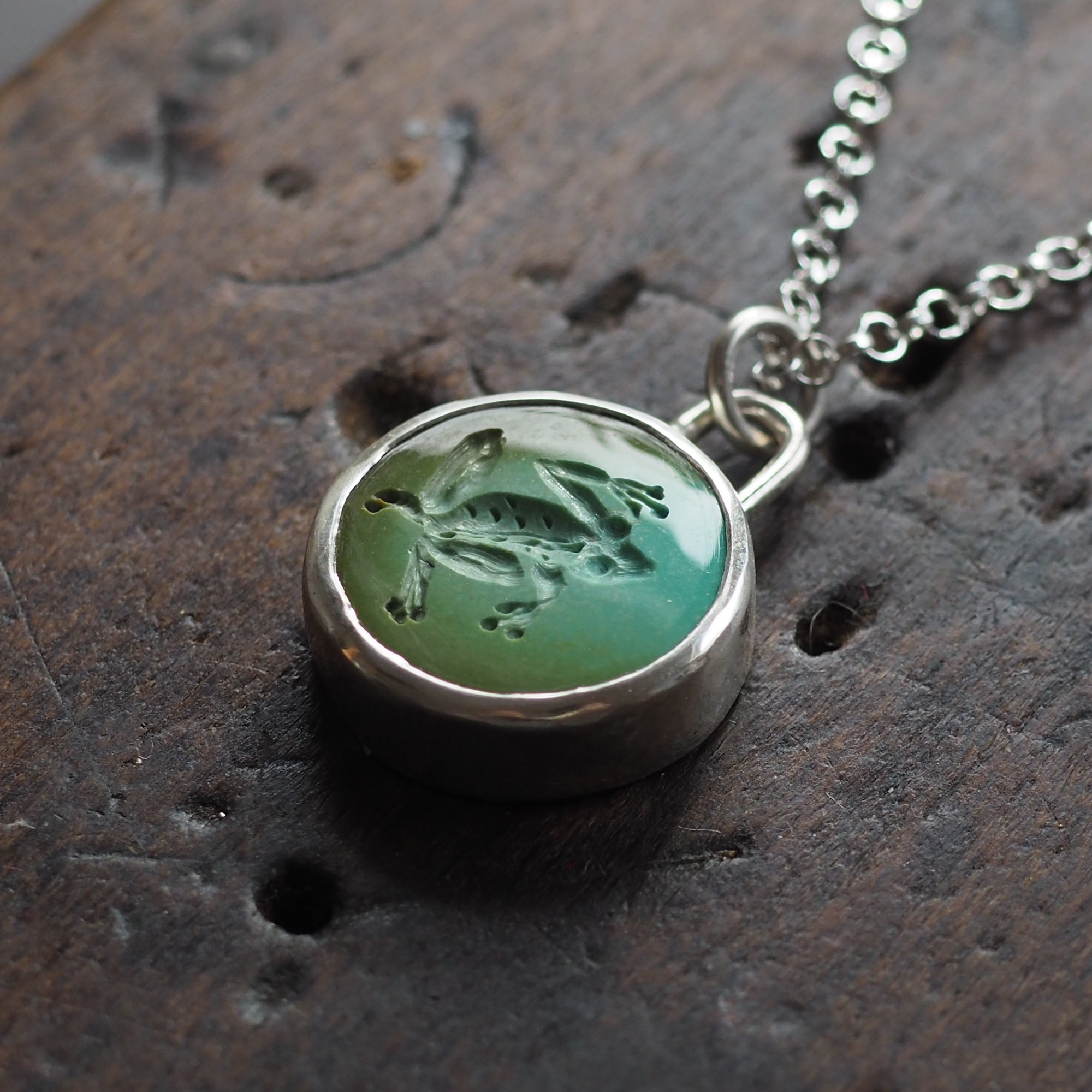 Frog turquoise intaglio necklace