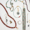 Red Jasper + Pink aventurine necklace with a skull pearl