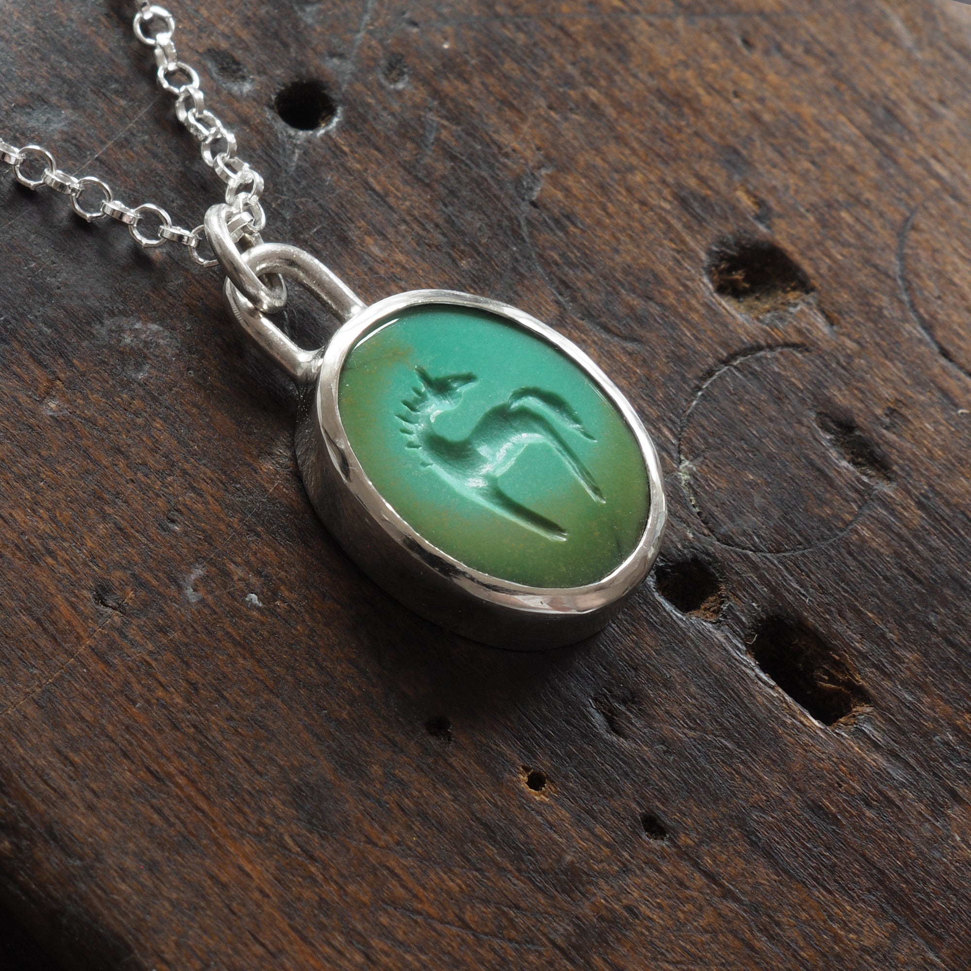 Turquoise Horse intaglio necklace