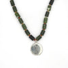 Jade & Carnelian necklace with Sterling skeleton coin