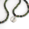 Jade & Carnelian necklace with Sterling skeleton coin