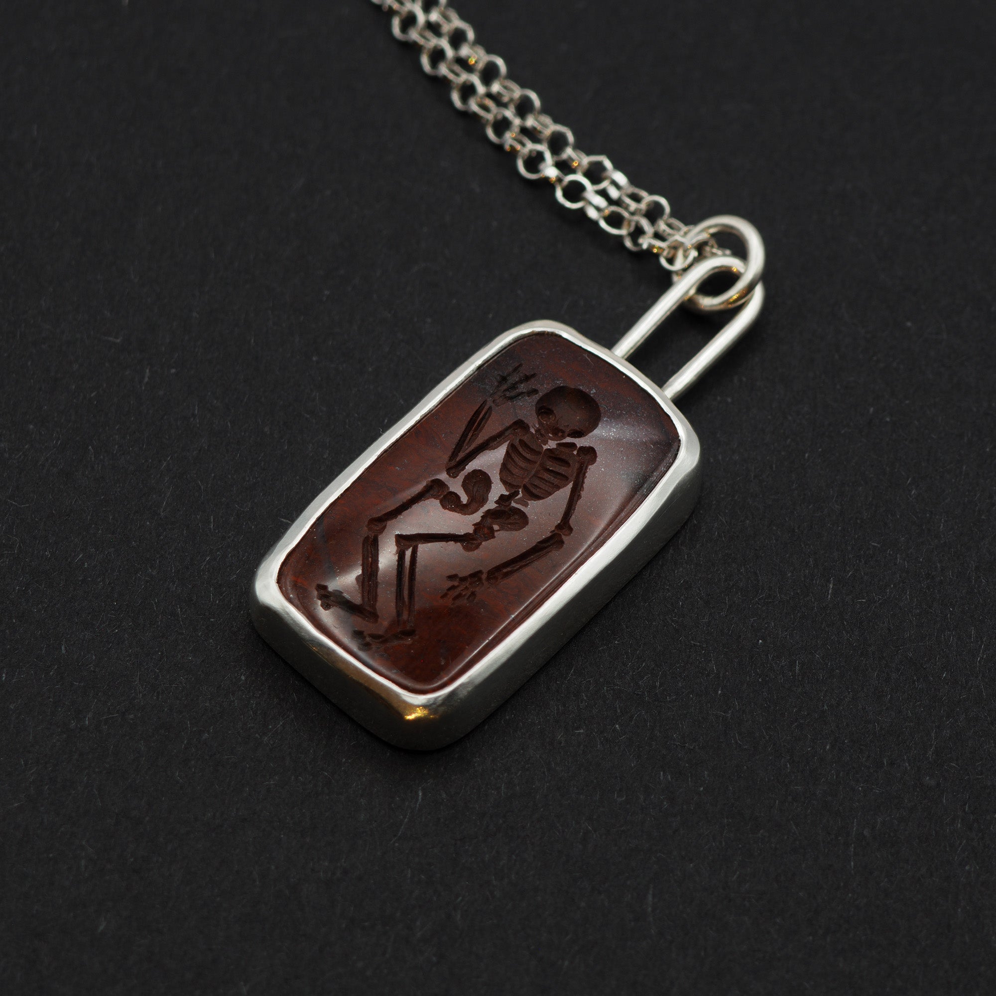 Red Jasper Skeleton intaglio necklace