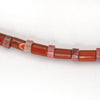 Red Jasper + Pink aventurine necklace with a skull pearl
