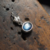 Kyanite and sterling silver chest charm