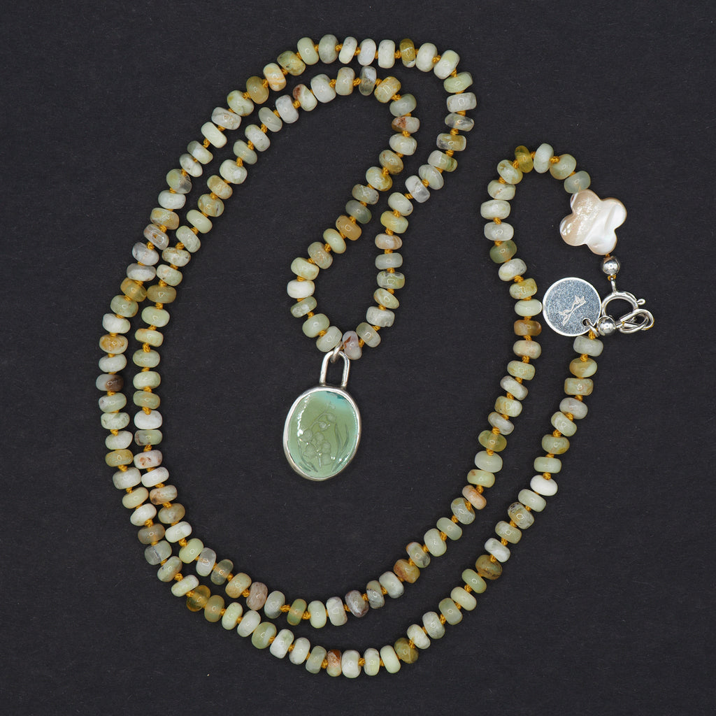 lily of the valley turquoise intaglio necklace