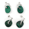 Malachite bone hoop earrings