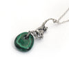 Monkey and Malachite sterling silver necklace