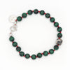 Malachite and silver skull bracelet
