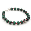 Malachite and silver skull bracelet