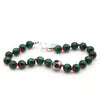 Malachite and silver skull bracelet