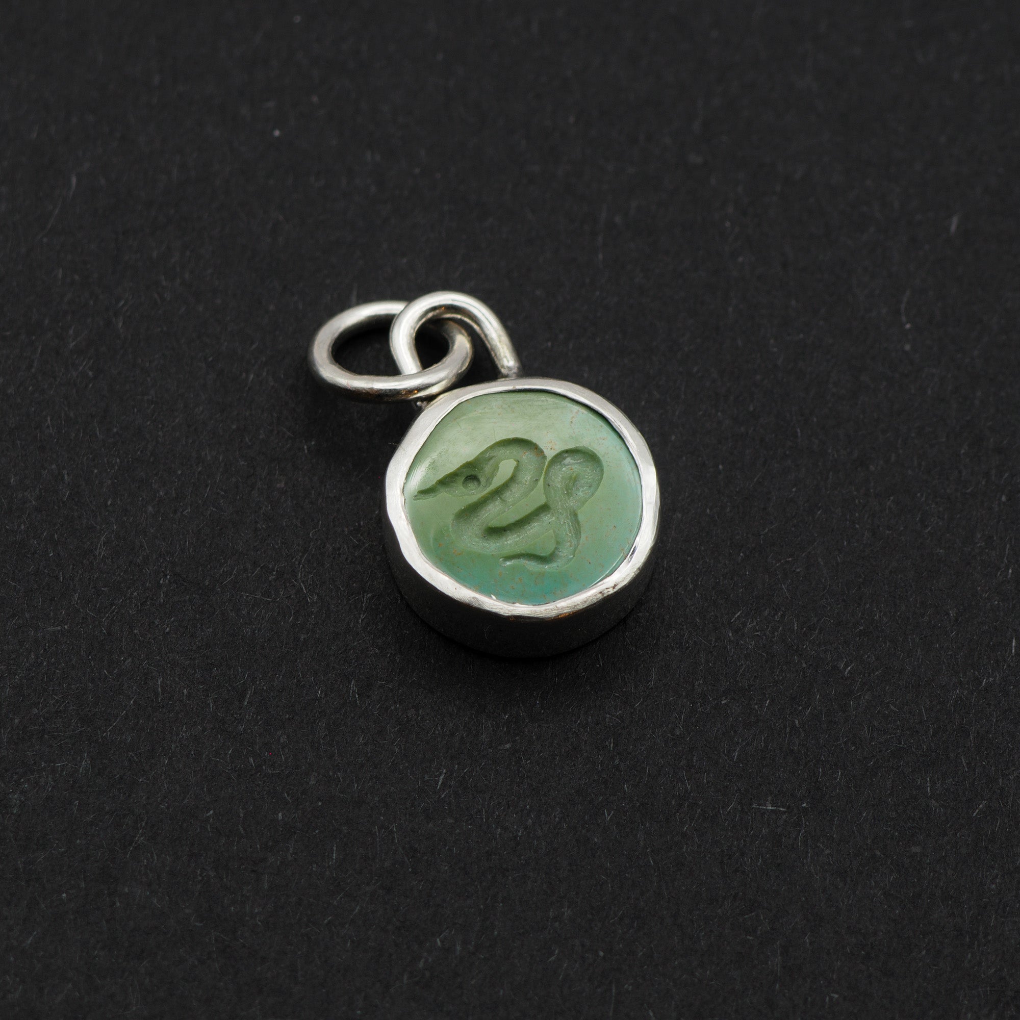 Turquoise Snake intaglio charm