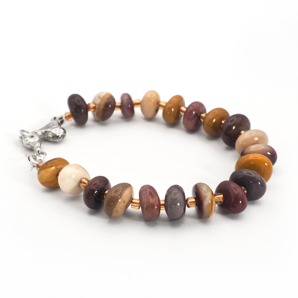 Mookaite + dog-link bracelet