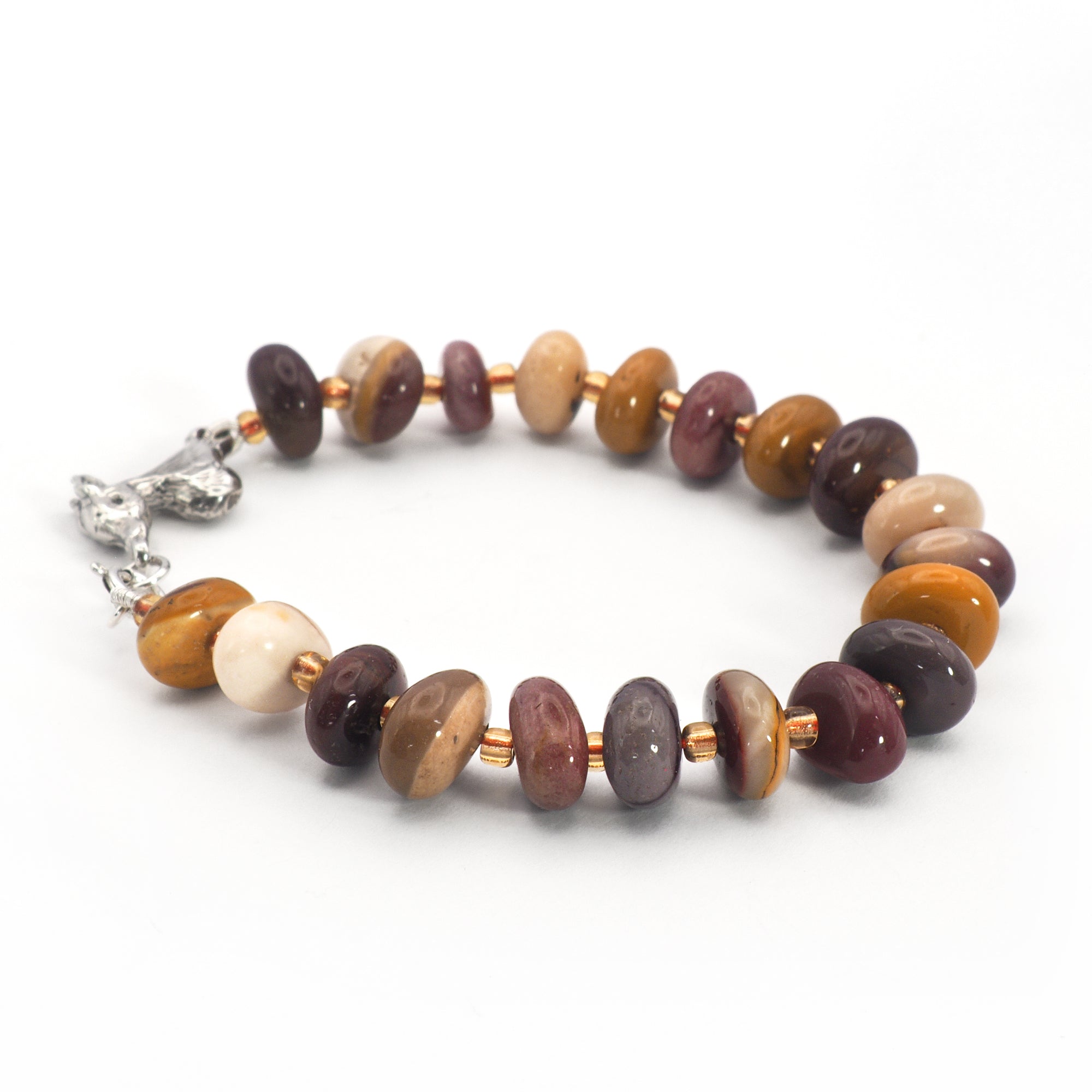 Mookaite + dog-link bracelet