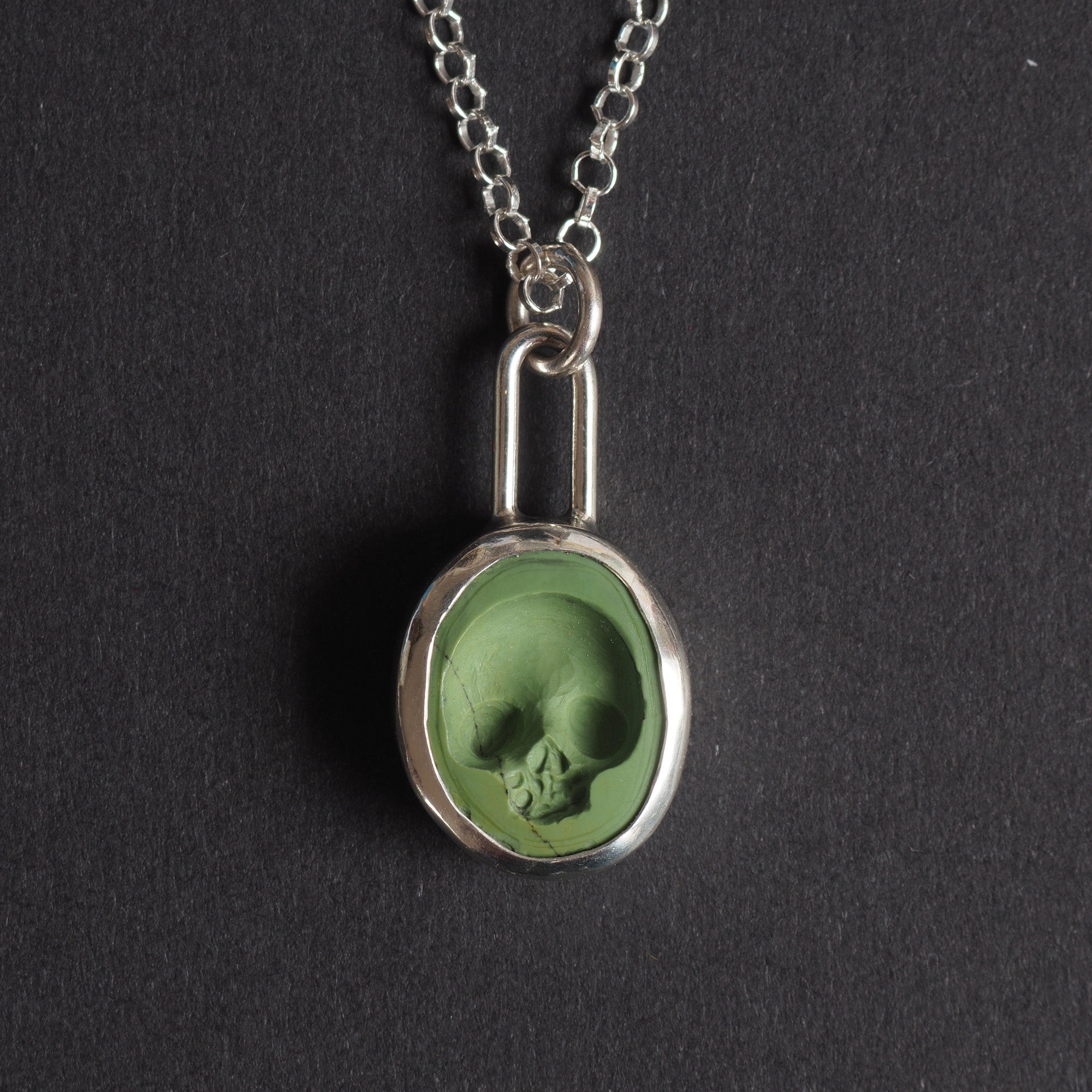 Turquoise Skull intaglio necklace