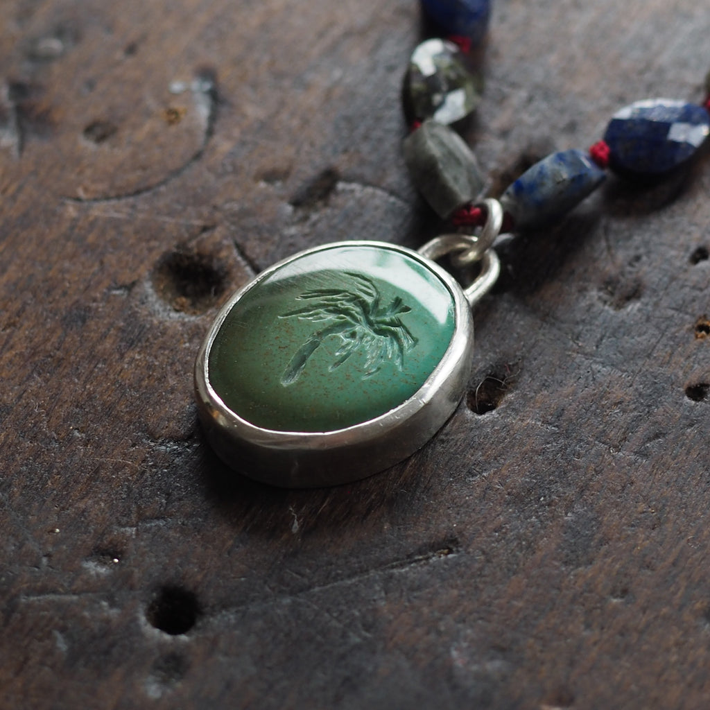 Palm turquoise intaglio necklace