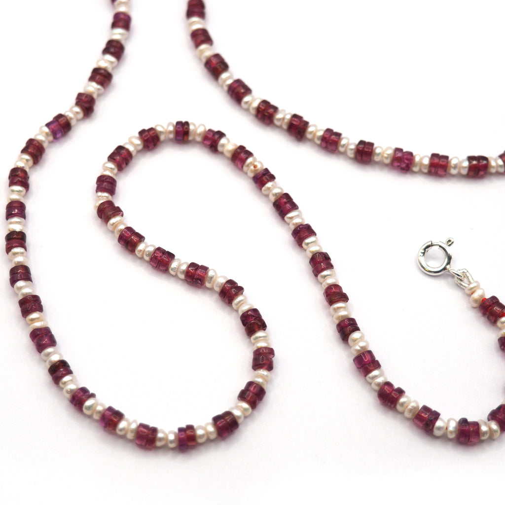 garnet and seed pearl choker necklace