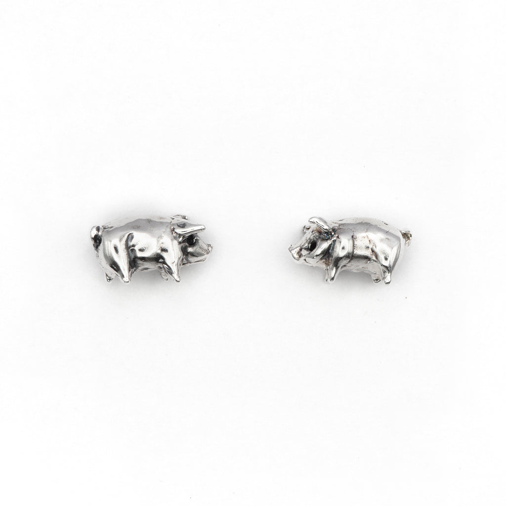 Pig sterling silver stud earrings