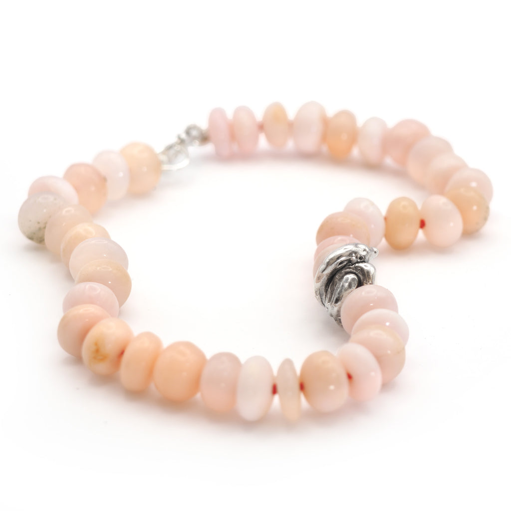 Knotted snake and pink opal bracelet