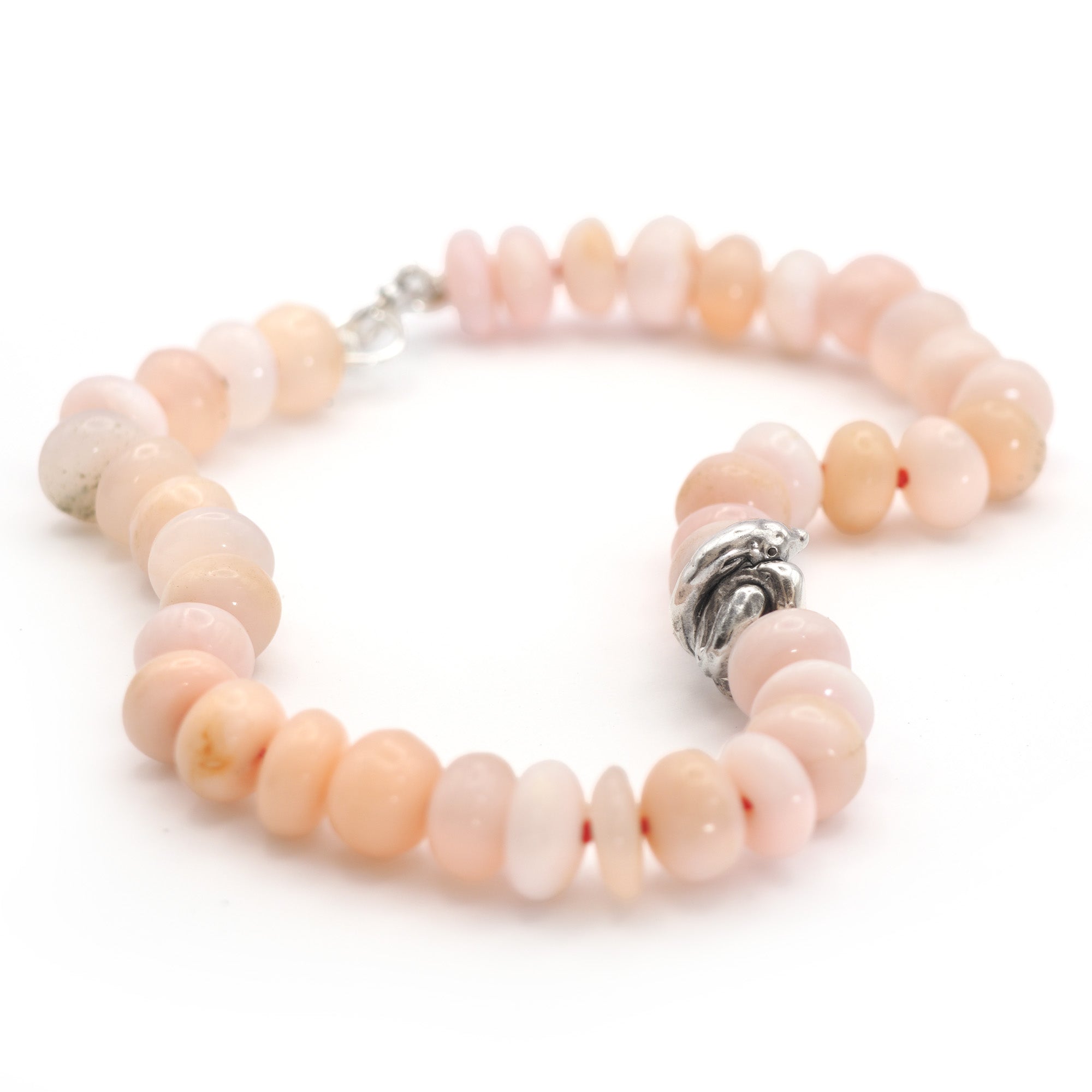 Knotted snake and pink opal bracelet